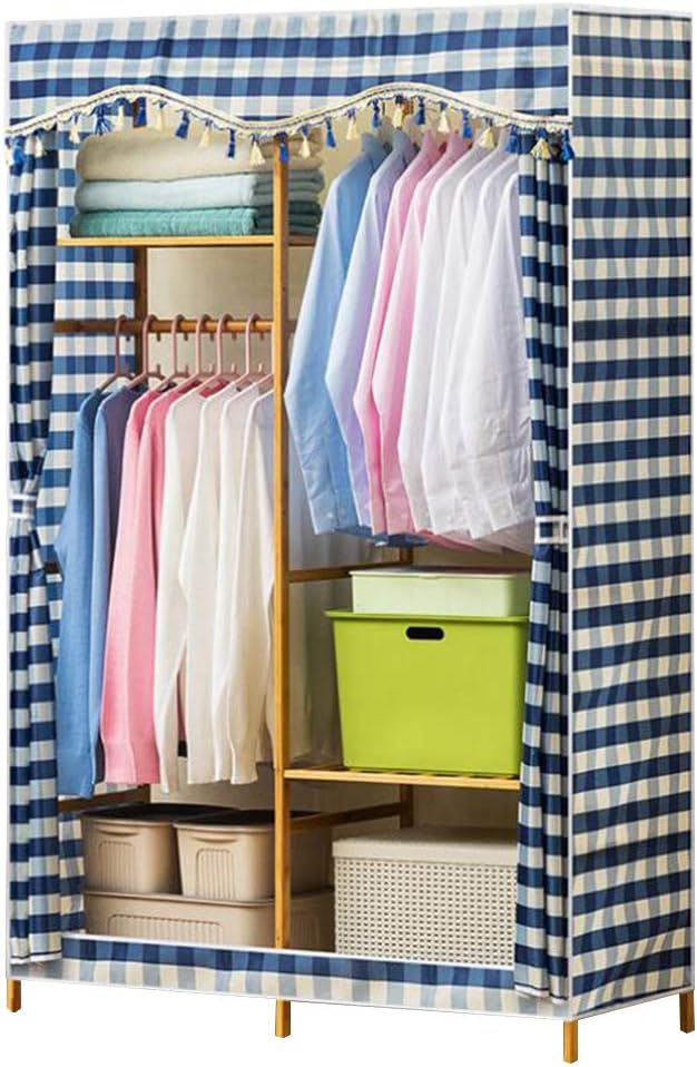 Cloth Wardrobe Clothes Closet, Portable Closet Solid Wood Frame Wardrobe Storage Closet Standing Closet Fabric Cabinet Portable Wardrobe,B_108*43 * 164cm