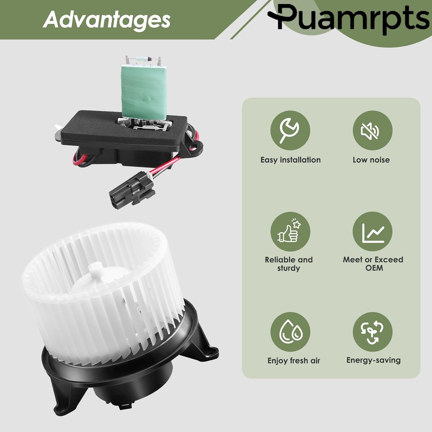 HVAC Heater Blower Motor and Resistor Kit Compatible with Chevy Silverado 1500 2003-2006, GMC Sirrea 1500 2003-2006 - Replace# 700101 RU371, w/o ATC, with Console