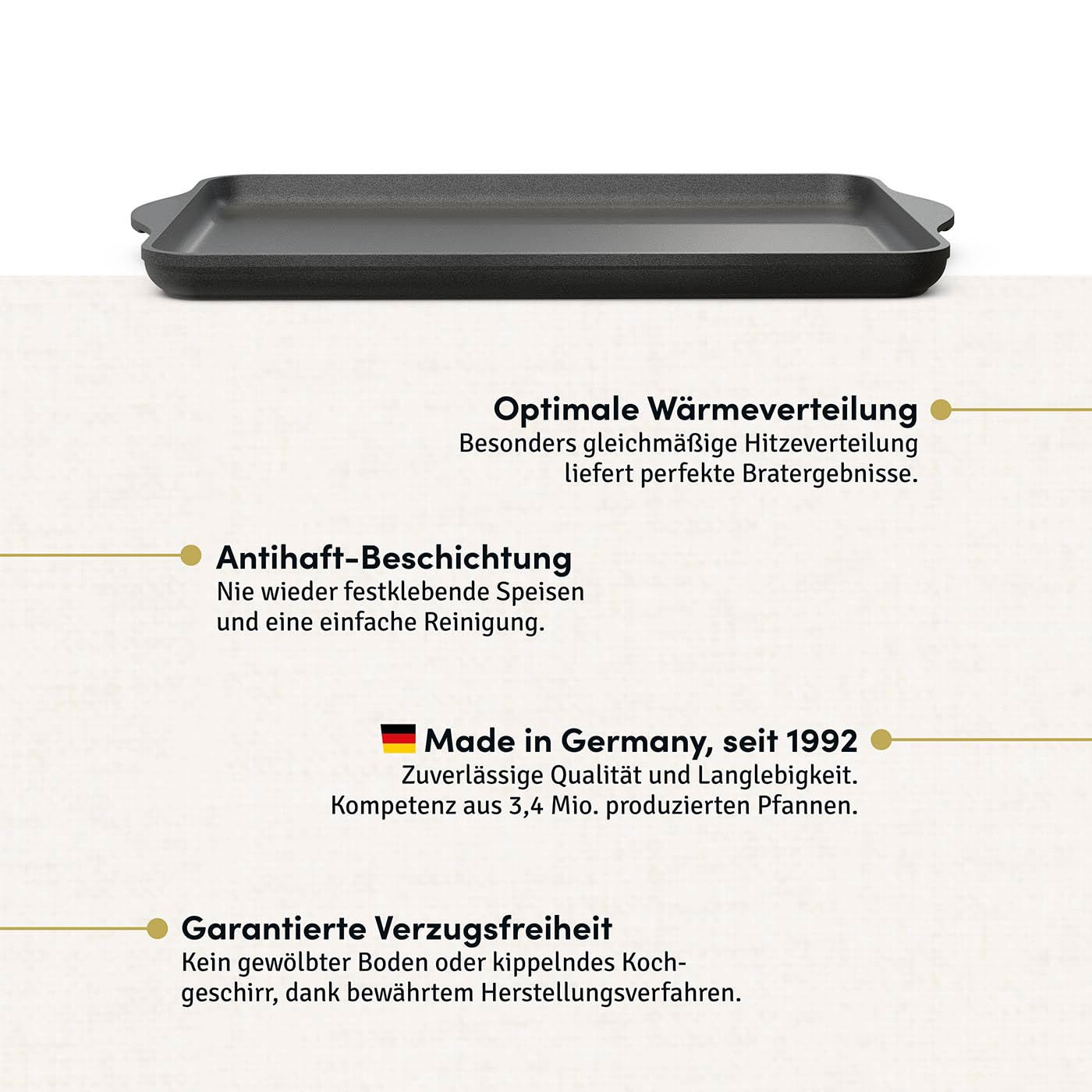 Hoffmann Teppanyaki Aluguss Grillplatte 49x29 cm I Beschichtete induktionsfähige Plancha I Grill Gasgrill Herd I Aufsatz für Herd I antihaft Beschichtung