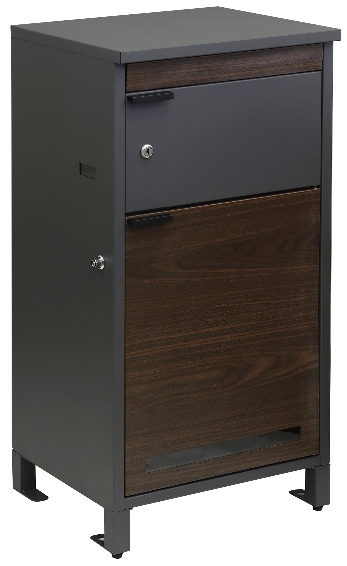 宅配ボックス　宅配BOX 玄関ポスト　木目調　ブラック×ブラウン Amazon.co.jp: MOJYU 宅配ボックス付ポスト Maisie ダークグレー