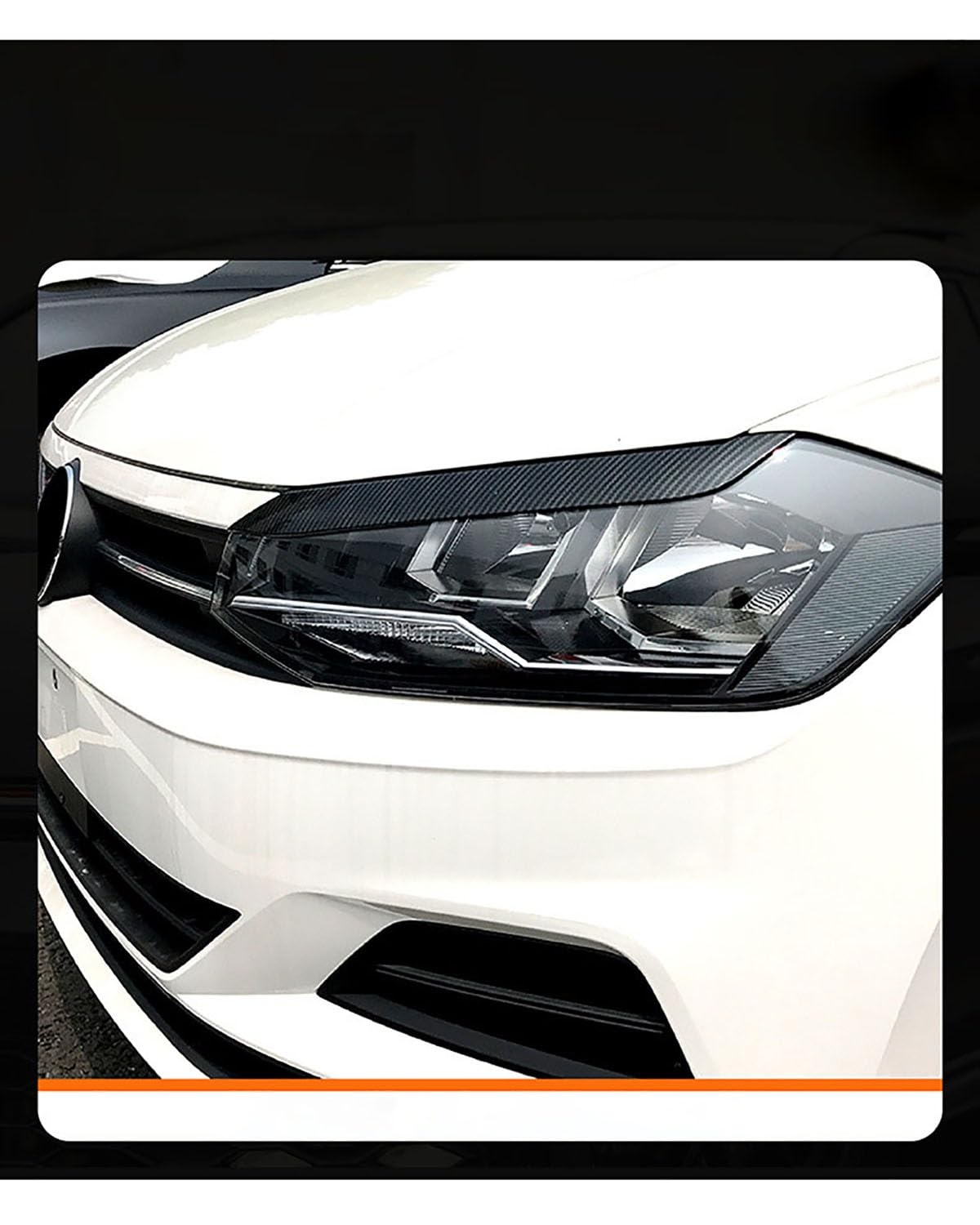 Ciglia Auto Per Polo Mk6 6a generazione 2018 faro anteriore con lampada a forma di sopracciglio accessori per modifiche esterne dell'auto Sopracciglia Fari(Bright black)