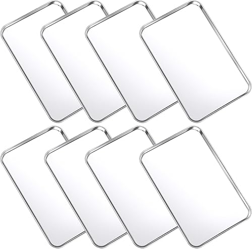 Juego de 8 bandejas para hornear, bandeja de horno pequeña tostadora, bandeja de acero inoxidable, bandeja para parrilla, bandejas rectangulares,