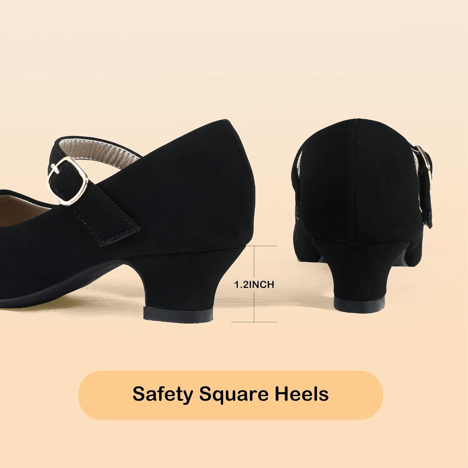 PANDANINJIA Molly Girls Dress Shoes Mary Jane Heels Flower Wedding Party Back to School Pump Shoes for Toddler Little Kid - Image 4