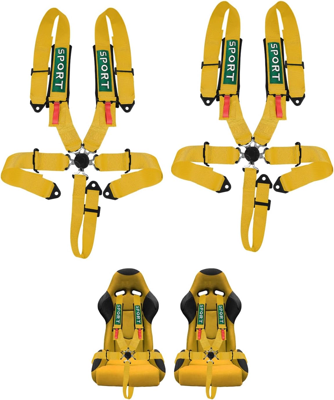 BESTZHEYU 5-Point Racing Harness Set SFI with Ultra Comfort Heavy Duty Shoulder Pads