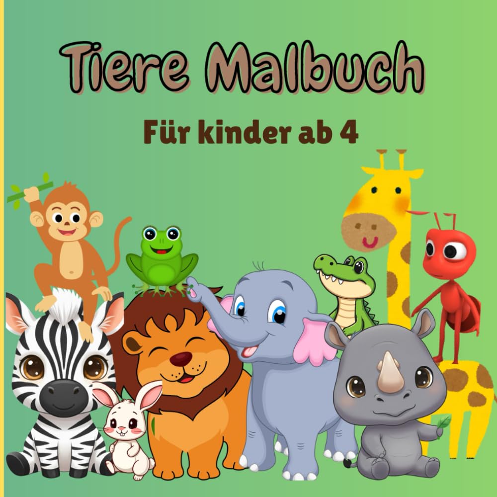 Tiere Malbuch Für Kinder ab 4: Umfangreiches Malbuch mit vielen süßen Tiermotiven! Perfekt für Kindergarten & Vorschule | Fördert Feinmotorik und ... Linien und Einzelseiten gegen Durchdrücken
