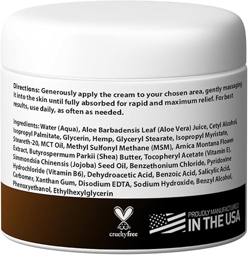 Miniatura 2 de Crema de Alivio de Medical Miracles con Cáñamo - Ideal para Músculos, Articulaciones, Cuello, Espalda, Codos, Manos, Pies y Rodillas -