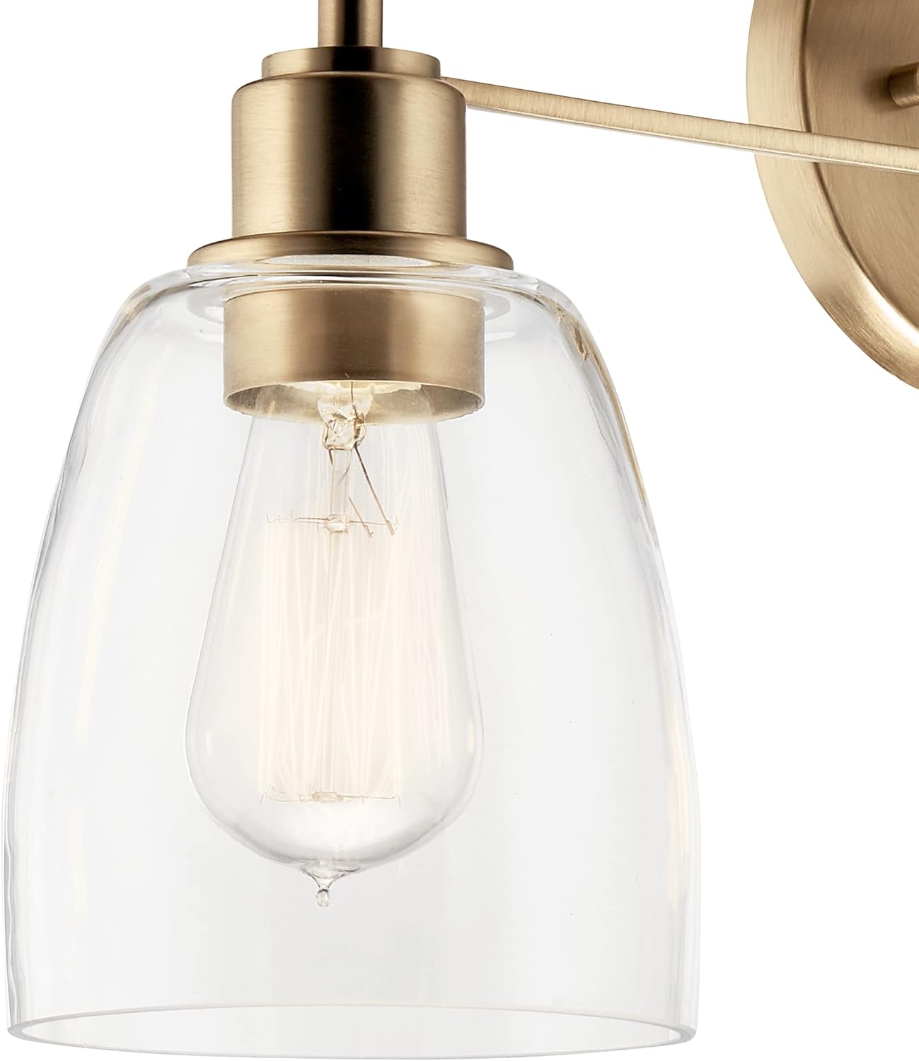 Kichler Meller 24.25 Inch 3 Light Vanity Light with Clear Glass Shades in Champagne Bronze for Bathroom or Powder Room, (24.25" W x 11.25" H x 7" D) 55102CPZ