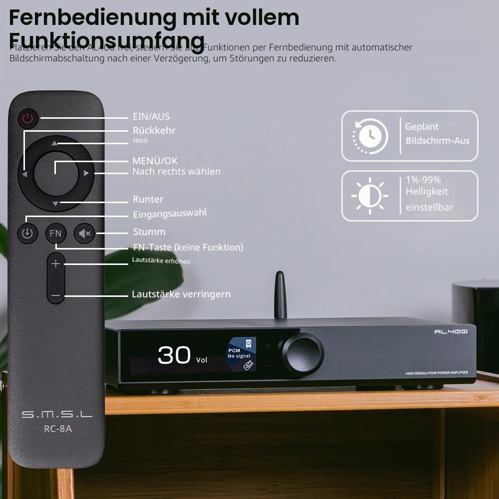 SMSL AL400 DAC Foto-Verstärker,Leistungsverstärker,CS43131 chip,4-stufiger Tiefpass/5 Filtermodi,kompatibel mit MM/MC Phono-Kartuschen,volle MQA-DAC-Unterstützung,DSD Professional EQ (Schwarz)
