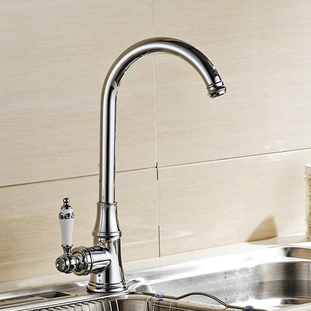 ZYCHSJXA Polished Chrome Kitchen Faucet. 360 Degree Rotating Tap. Hot and Cold Faucet Basin Sink Mixer