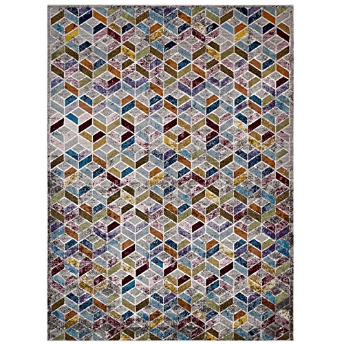 Modway Laleh Colorful Geometric Mosaic 4X6 Area Rug #TOP6
