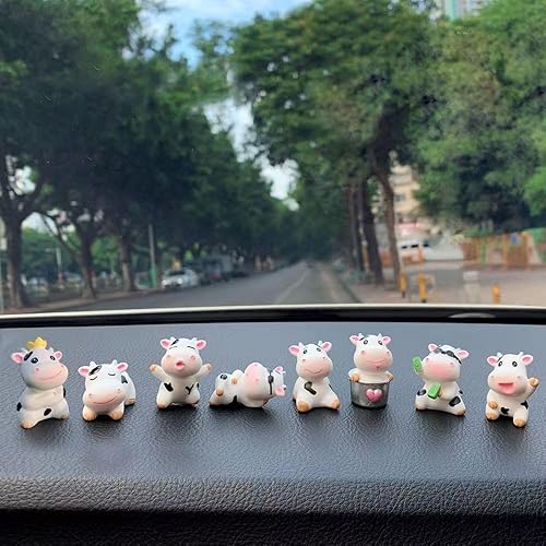 Miniatura 6 de 16 piezas de mini figuras de vaca en miniatura para pasteles de ganado, lindas figuras de animales de resina, juego de jardín de hadas para