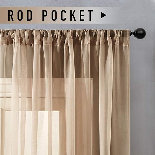 Miniatura 9 de MRTREES Cenefa de cocina transparente blanca para ventanas, 1 paquete, pequeña y moderna cenefa de gasa con bolsillo para barra, decoración de