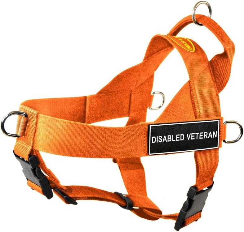 Dean & Tyler DT Universal No Pull Dog Harness with Disabled Veteran Patches, X-Large, Orange