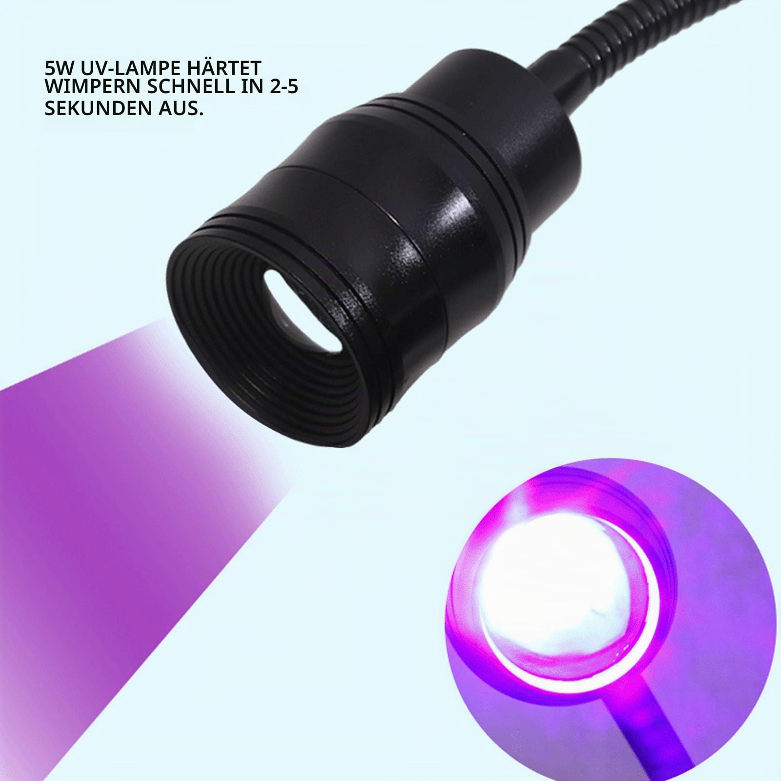 UV Lampe für Wimpernverlängerungen, UV Lampe für Gelnägel mit Fußpedalsteuerung und Klemme, Gel UV Schwanenhals Nagellampe, Aushärtender UV Wimpernkleber, UV Licht für Gelnägel