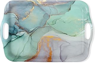 Serving Tray Decorative Tray with Handles Multi-Purpose Rectangular Serv...