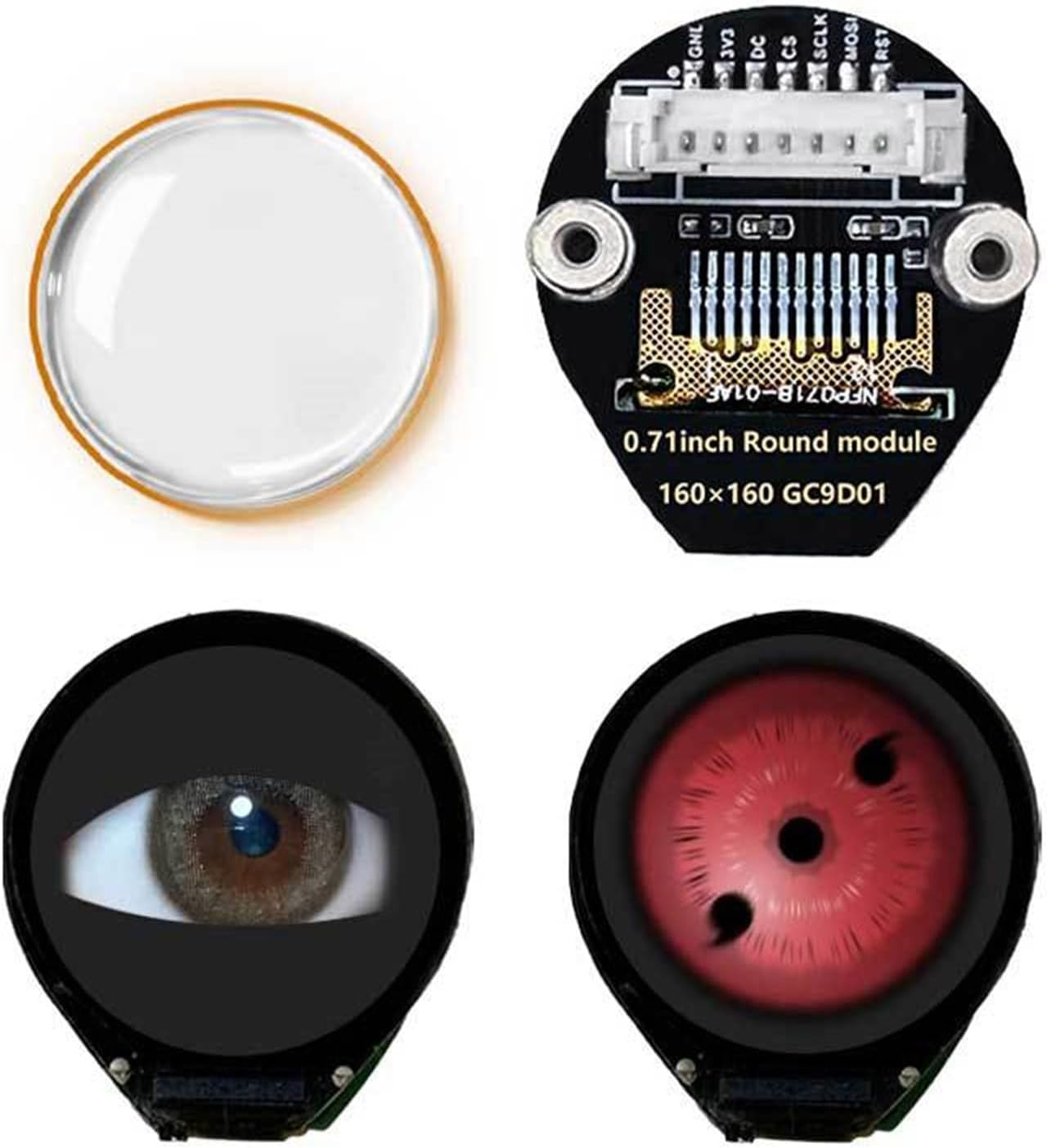 Circular LCD Module 0.71" with SPI Port High Brightness for Electronics and IoTs Applications for Wearable Devices