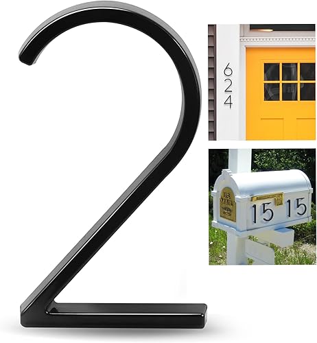 Vista 8 de Anley Número de casa de 5 pulgadas, número de dirección de metal flotante de aleación de zinc impermeable con kits, placas de dirección para casa, 9