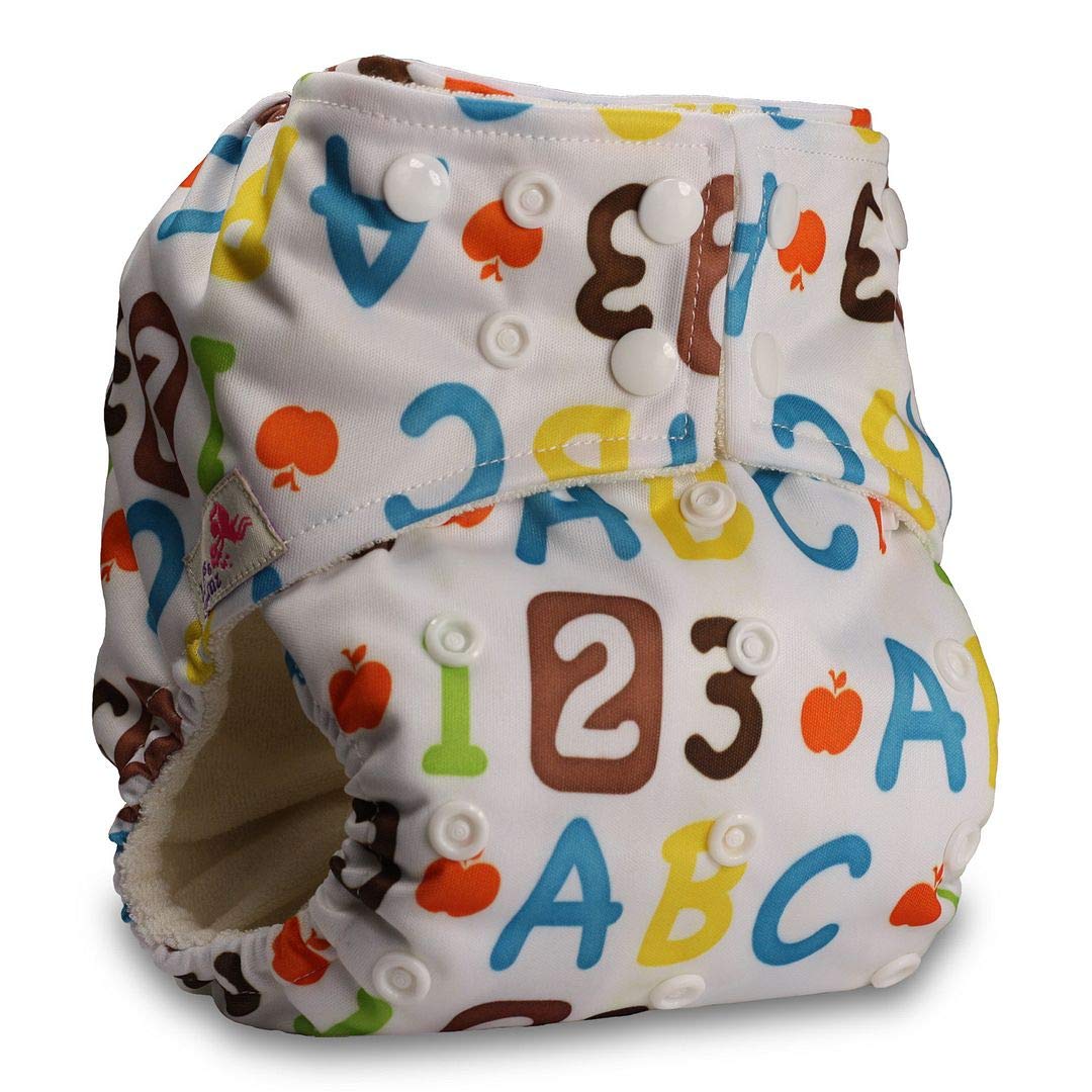 Littles & Bloomz, Baby Cloth Washable Reusable Nappy Pocket Diaper Bamboo, Fastener: Popper, Pattern 8, with 2 Bamboo Charcoal Inserts