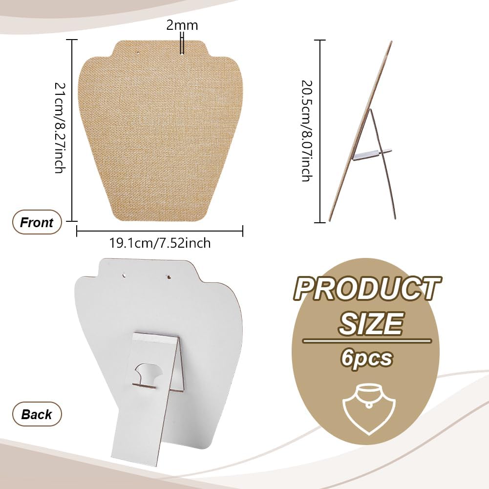 FINGERINSPIRE 6pcs Linen Jewelry Necklace Display Stand 20cm Height Tan Color Earring Pendant Chain Holder Mannequin Model Necklace Display Holder Jewelry Pendant Storage Rack for Shows
