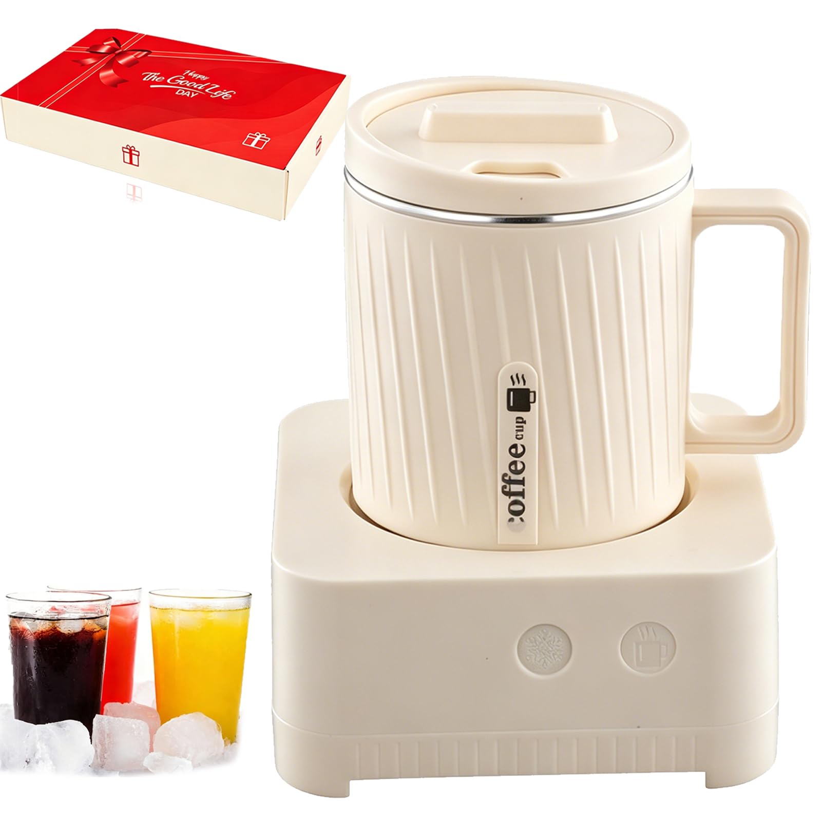 Enfriador eléctrico de bebidas con vaso de aluminio de 500 ml para frío y calor rápido