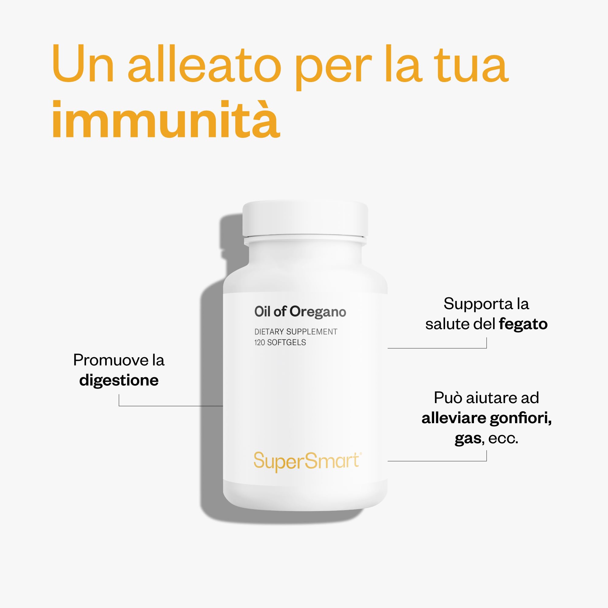 Olio essenziale di origano in capsule - Aiuta a favorire una buona digestione - Salute del fegato - Standardizzato al 70% di carvacrolo - Efficacia ottimale - Senza glutine - SuperSmart