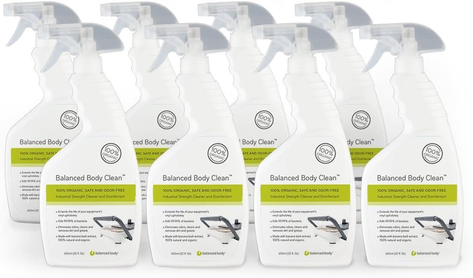 Clean, Home Cleaning and Pilates Equipment Cleaning Supplies for Home Gym and Studio Use, 650 ml (22 fl oz), 8 Pack