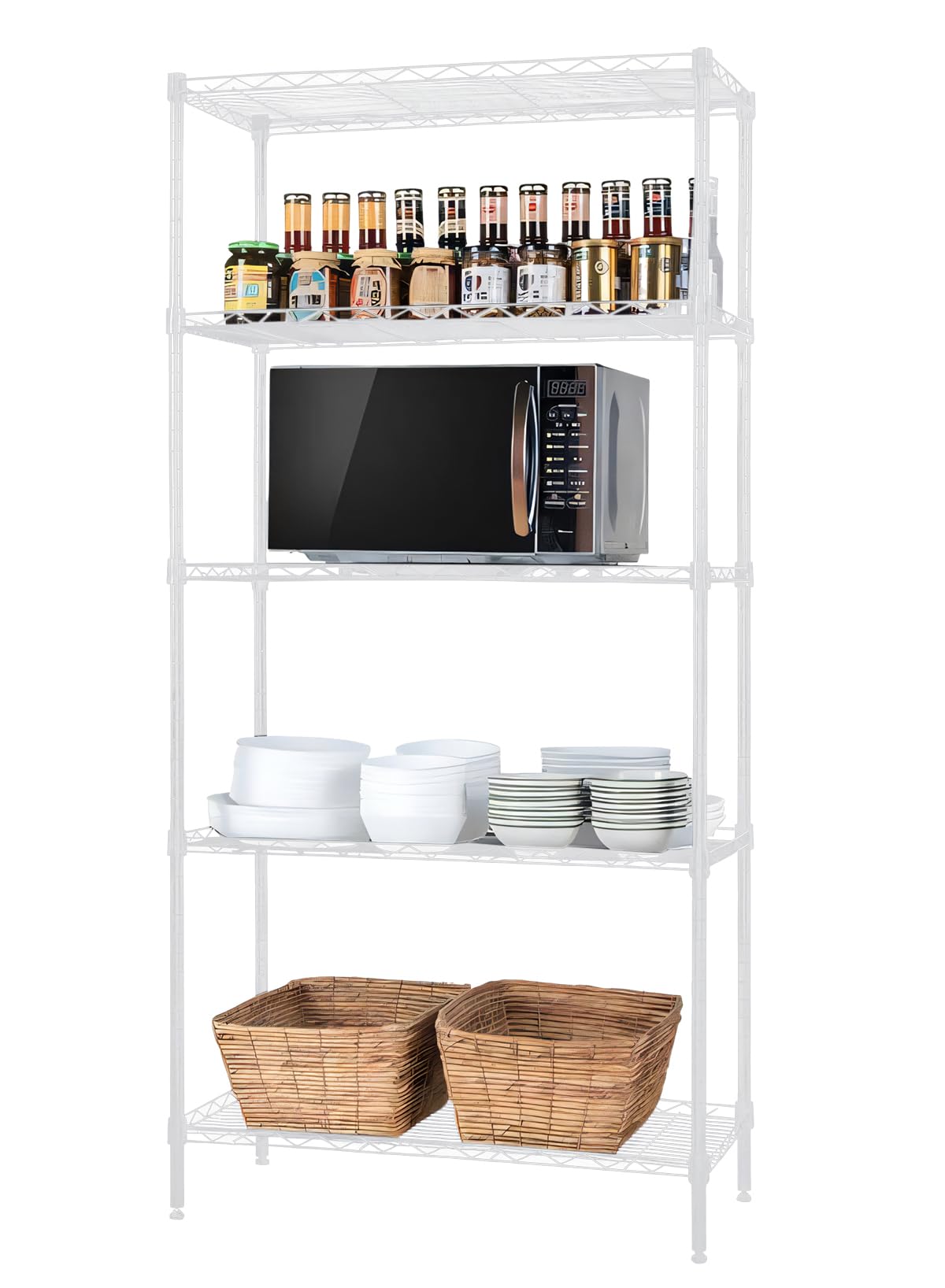 Homarket 5 Tier Storage Rack Wire Shelving Unit Storage Shelves Metal for Pantry Closet Kitchen Laundry 660Lbs Capacity