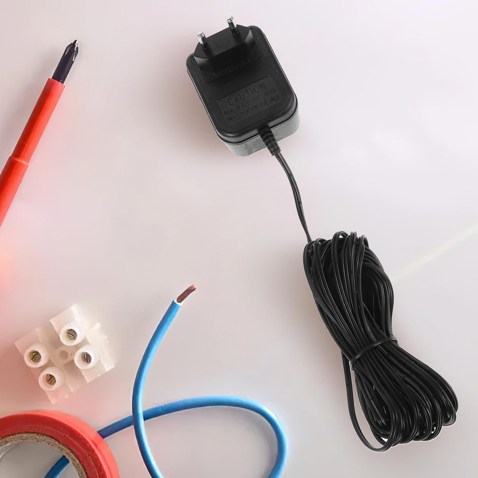Adaptateur Secteur pour Sonnette de Porte 24v500mah Compatible Divers Systèmes de Sonnette, Câble Long, Design Élégant en Plastique Noir pour Usage Domestique