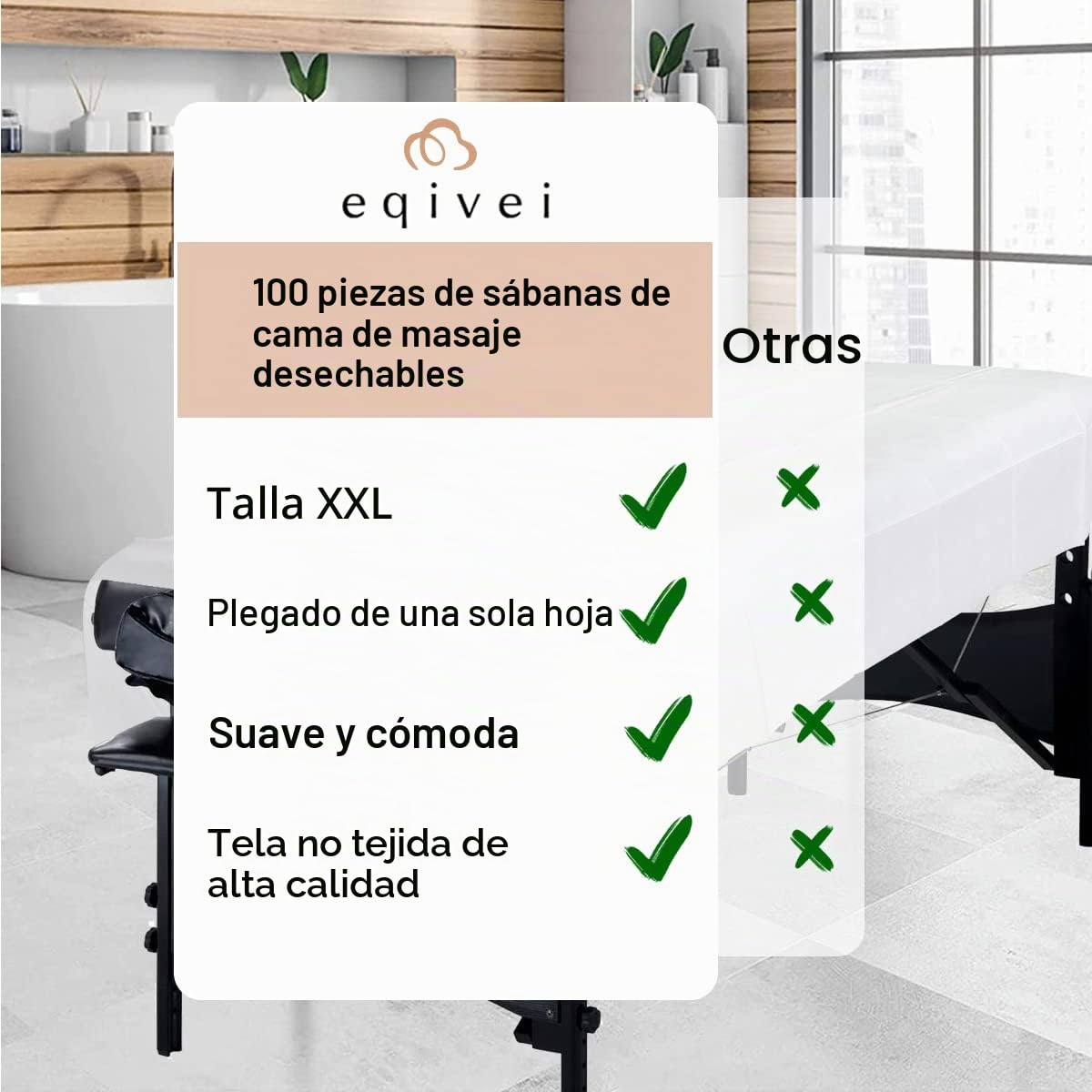 Eqivei 100 PCS Sabanas Desechables Camilla Masaje, 100x200 cm, Sábanas Desechables no Tejidas, Sábanas Desechables Para la Masaje Belleza, Tatuaje, SPA, Blanco