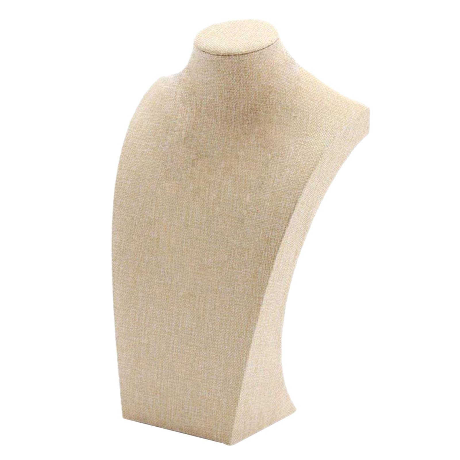 Porte-collier en lin avec base en bois buste de présentation