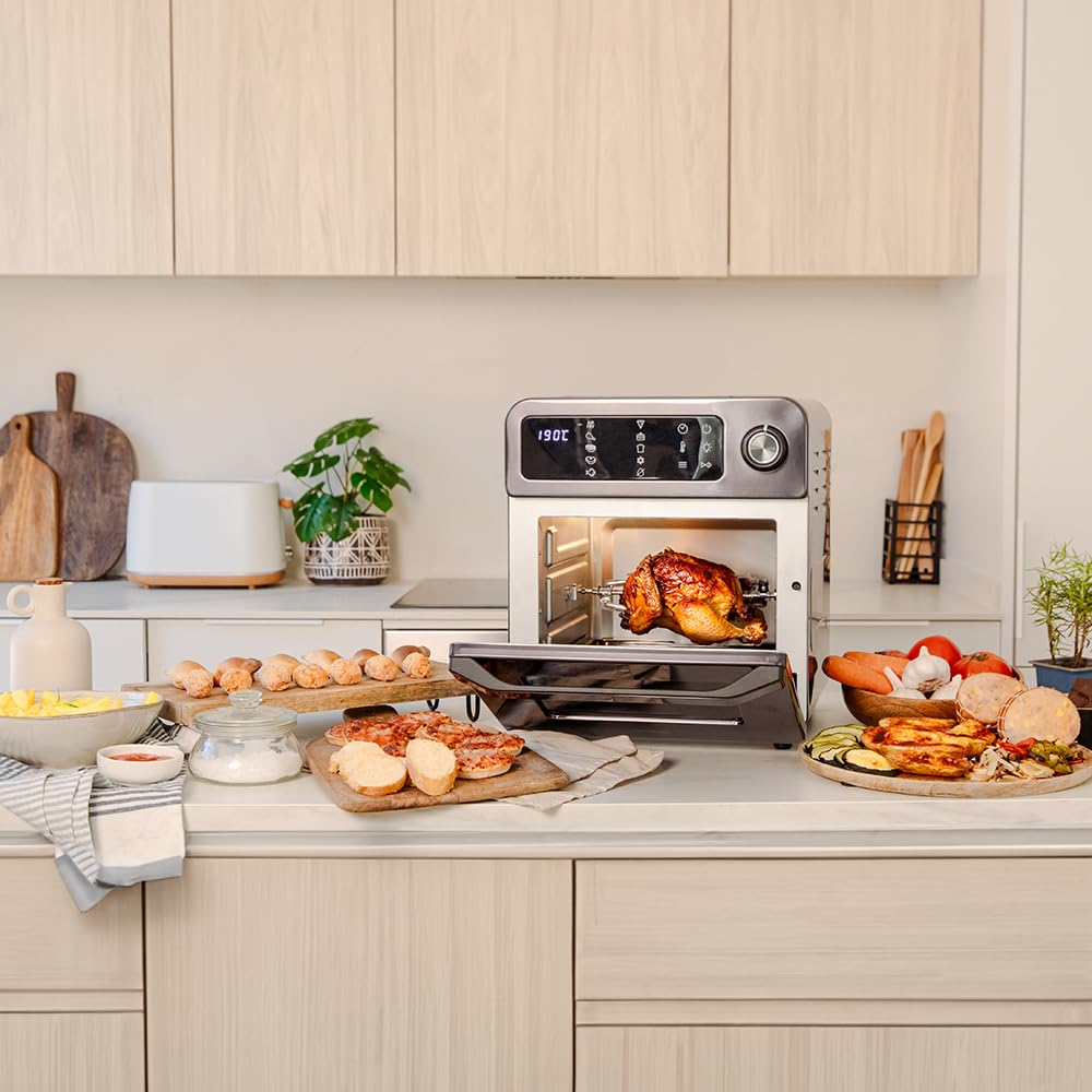 Cecotec Bake&Fry Touch, forno a friggitrice ad aria calda, 14-25-30 litri, convezione, touch screen (30 l, acciaio)