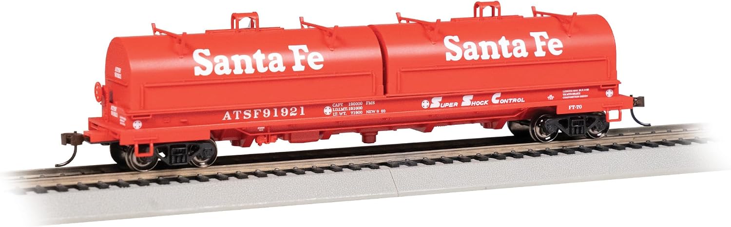 Bachmann Trains - 55' Steel CAR with Coil Load and Rounded Hood - Santa FE #91921 (Super Shock Control) - Ho Scale
