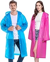 Vista 7 de Ponchos de lluvia para adultos reutilizables, paquete de 2 a 5 impermeables para mujeres y hombres, abrigo impermeable con capucha con cordón