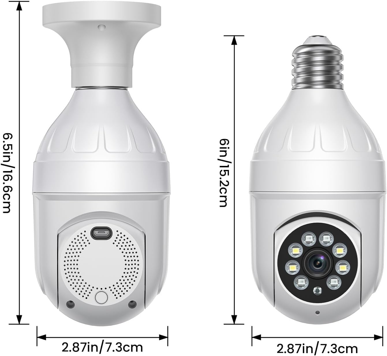 Dimensions of the SHARKPOP Light Bulb Security Camera