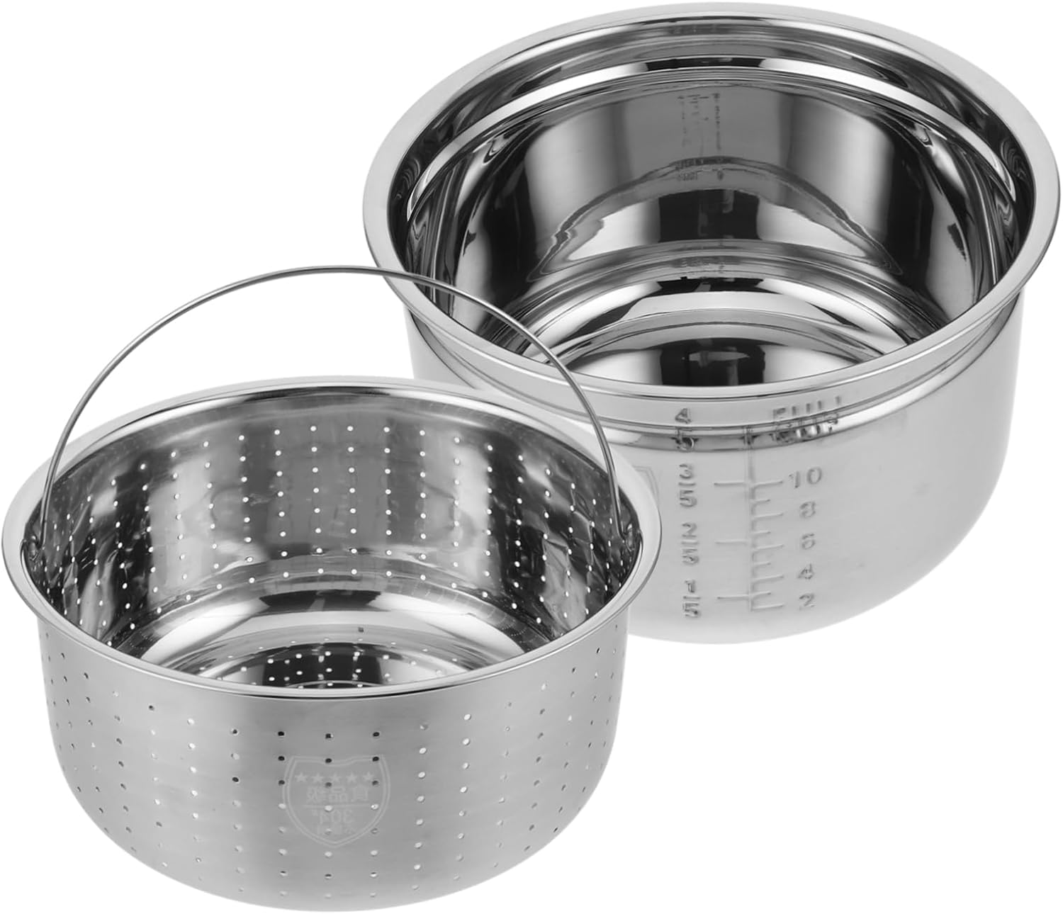 PRETYZOOM 1set Stainless Steel Inner Pot Steamer Basket for Electric Pressure Cooker and Rice Cooker Efficient Water Draining for Rice and Soup Separation for Home Kitchen Use