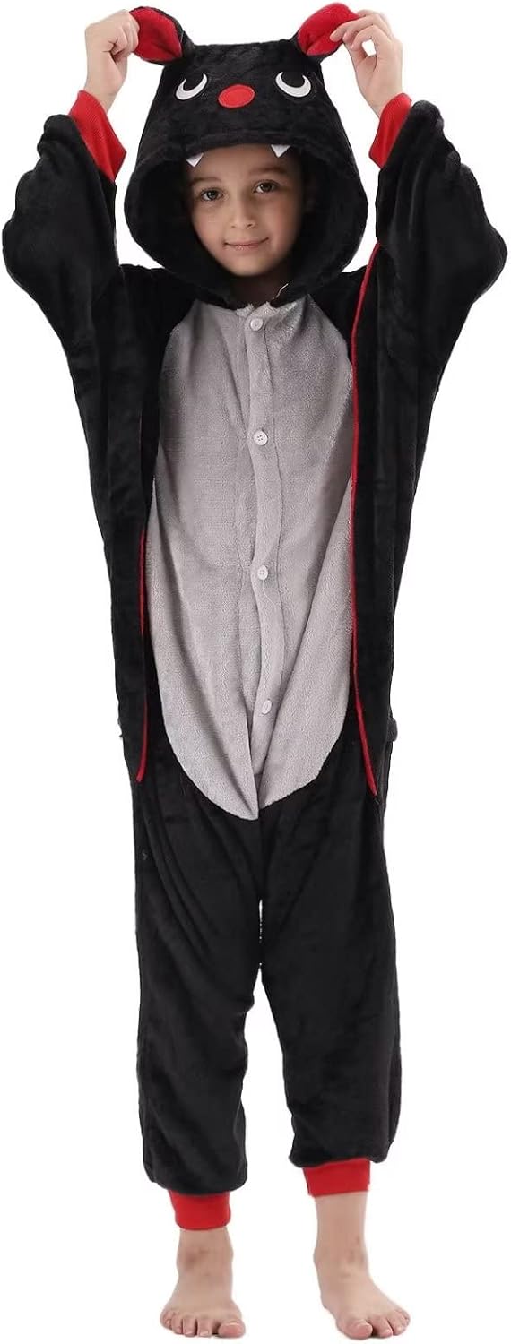 Kids Onesie Costume for Boys Girls Halloween Animal Cosplay One Piece Flannel Hooded - Image 3