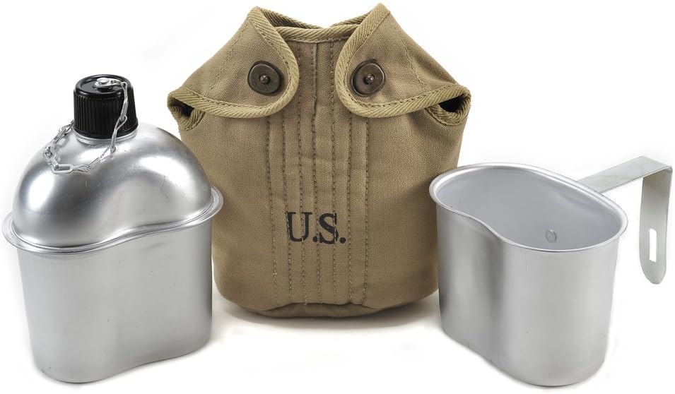 World War Supply U.S. WW2 Canteen, Khaki Canteen Cover and Cup Repro