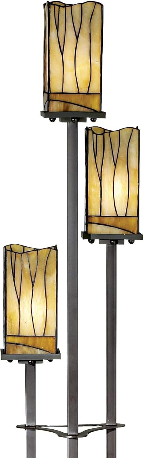 Robert Louis Tiffany Sedona Collection Rustic Tiffany Style Floor Lamp Tree 3-Light 72" Tall Bronze Metal Amber Tone Stained Glass Shade Cottage Core Decor for Living Room Reading House Bedroom Home