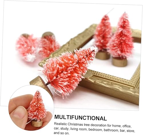 Miniatura 4 de Amosfun 12 piezas de mini árbol de Navidad para decoración de árbol de Navidad en miniatura, árbol de Navidad de escritorio, accesorios de