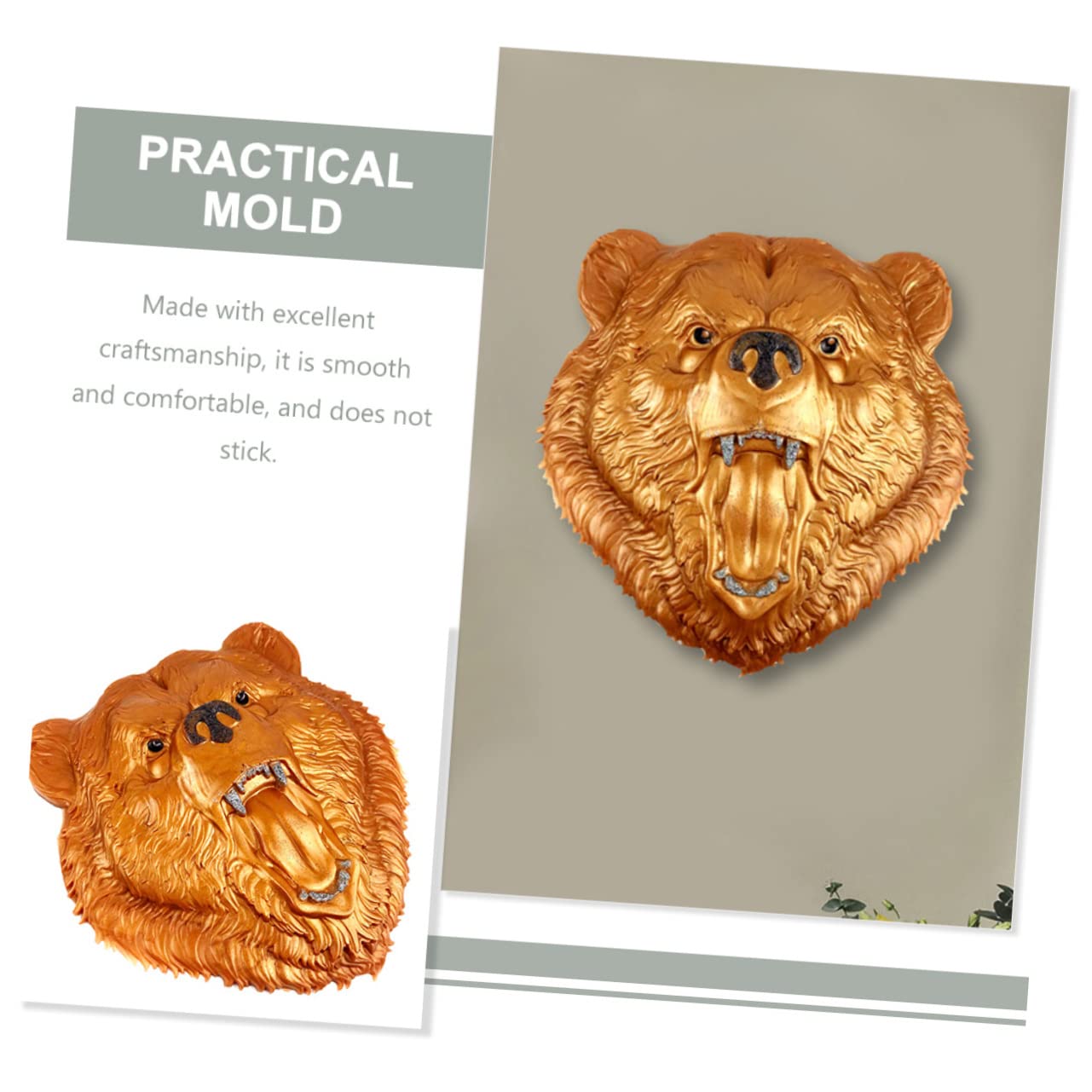 Housoutil Stampo in Silicone a Forma di Testa D'orso, Facile da Sformare, Interno Liscio, per Decorazioni da Tavolo e Progetti Fai da Te