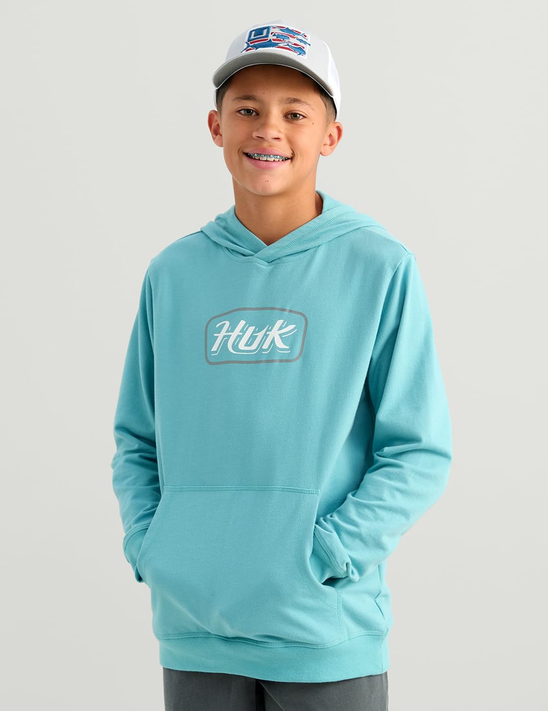 HUK Kids' Edisto Terry Hoodie, Soft Lightweight Pullover, Casual Everyday Fishing Hoodie