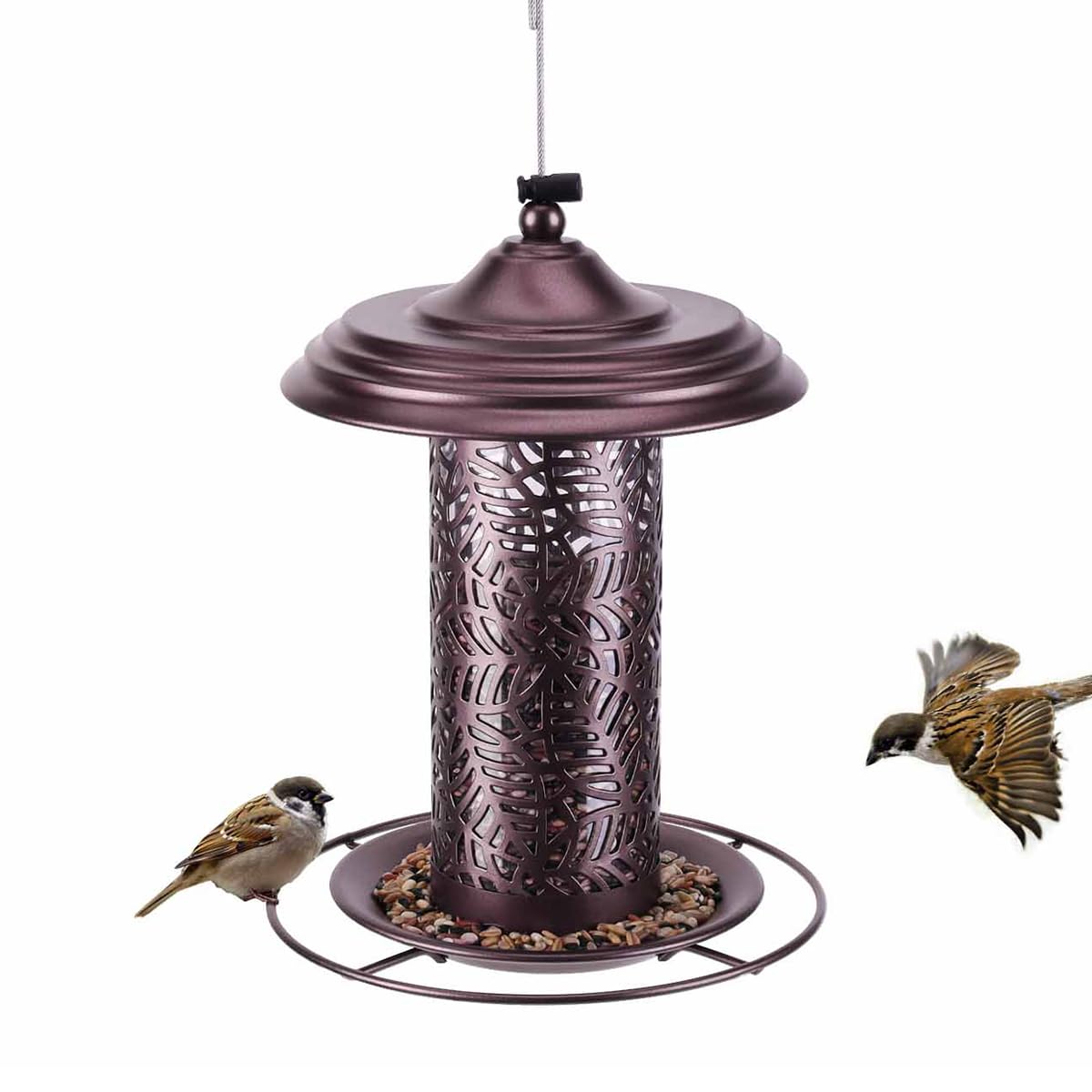 Metal Bird Feeders for Outdoor Hanging Wild Bird Seeds Attracting Chickadees Goldfinches Cardinals Finches Sparrows