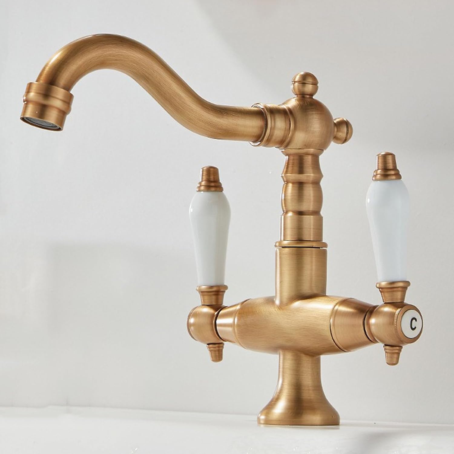 Robinet de lavabo vintage double levier en chrome pour remplacer mitigeur