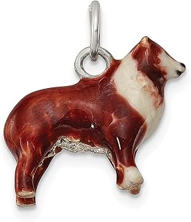 Colar de prata esterlina 925 esmaltado pequeno Collie pingente animal cachorro joias finas para mulheres presentes para ela, Prata esterlina