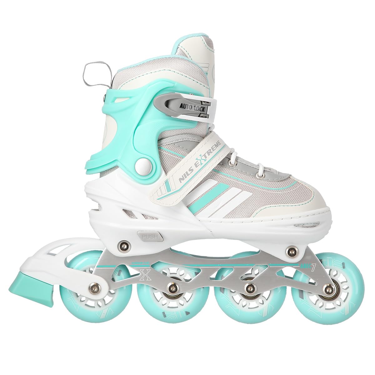 Nils Extreme Pattini in linea 2 in 1 per bambini e adulti, pattini in linea con cuscinetti ACEB7, pattini da ghiaccio per bambini, regolabili 34-38, colore bianco e blu, NH18191