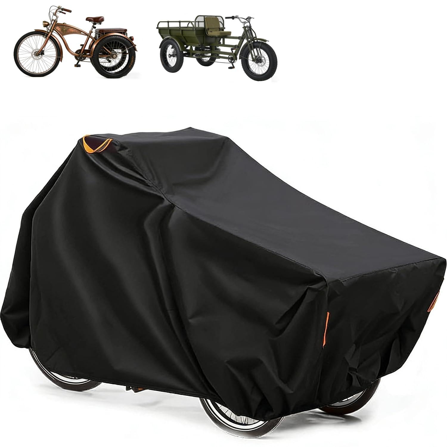 Funda para Bicicleta de Exterior 420D Oxford Impermeable, Cubierta para Triciclo y Bicicleta de Carga (220x100x110 cm) con Protección UV, a Prueba de Viento y Polvo
