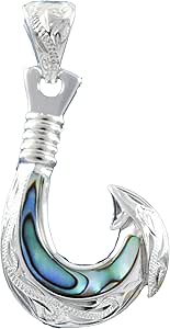 Amazon.com: Unique Hawaiian Genuine Paua Shell Fish Hook Necklace ...