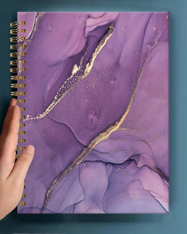 Spiral Journal Notebook,A5 Hardcover Lined Journals for Women Girl 6 x 8.3 in,120 Pages Thick Paper,Cute College Ruled Writing Notebook for Gifts Office Work School(Chic Purple Marble) - Image 6