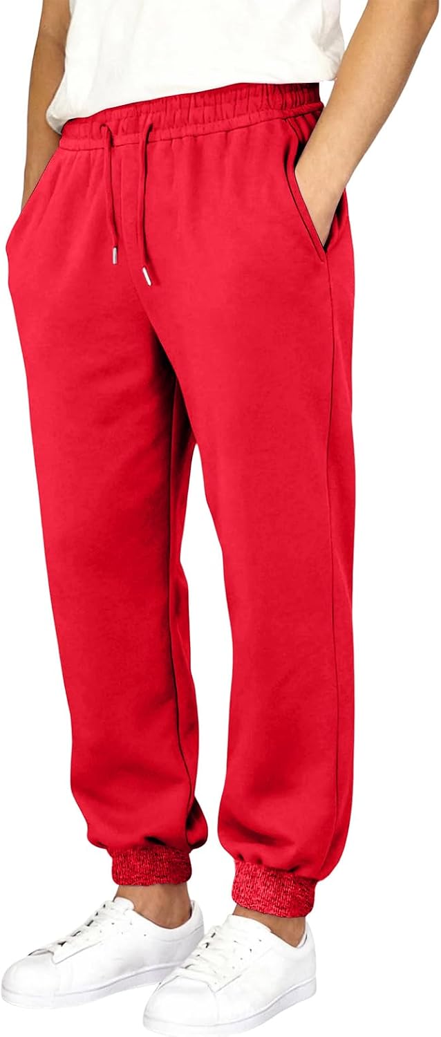 Men's Sweatpants Casual Loose Fit Joggers Elastic Waist Heavyweight Tapered Cargo Pants with Pockets