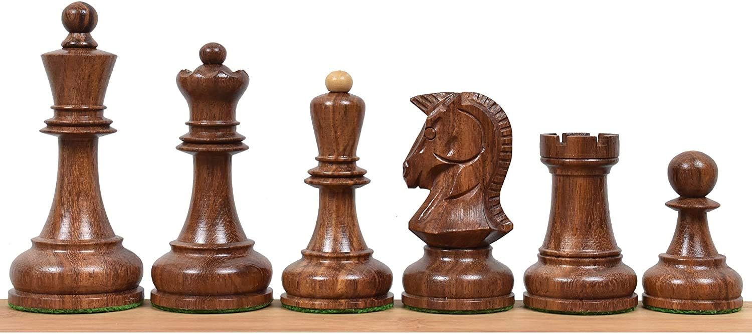 RoyalChessMall 1970s' Dubrovnik Chess Set - Chess Pieces Only - Double Weighted Golden Rosewood - 3.8"